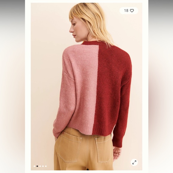NWT Vigoss x Anthropologie Women’s Colorblock Sweater Red/Pink - Picture 2 of 9